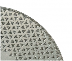 Detailweergave van de diamantsegmenten van een diamantzaagblad en snij-afbraamschijf voor natuursteen.