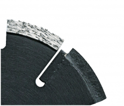 Detailweergave van de diamantsegmenten van een handzaagblad en voegenzaagblad voor nauwkeurig zagen in bouwmaterialen.