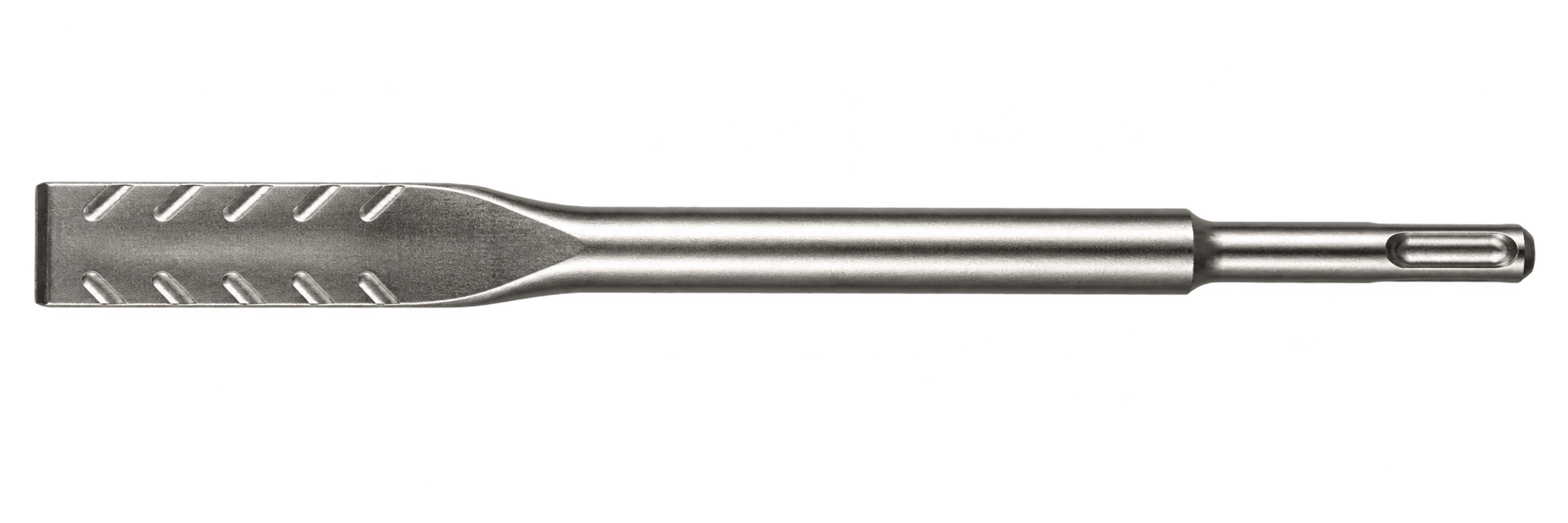 SDS-plus V-Breaker beitel met brede V-vormige snijkant, verstevigingsgroeven en SDS-plus aansluiting, voor efficiënt breek- en hakwerk.