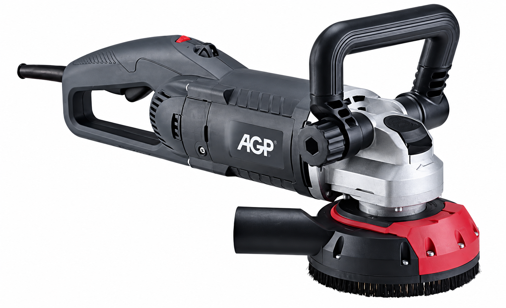 AGP komschuurmachine met diamantkomschijf, ergonomische handgrepen en geïntegreerde stofafzuiging voor het schuren en egaliseren van beton en andere harde ondergronden.